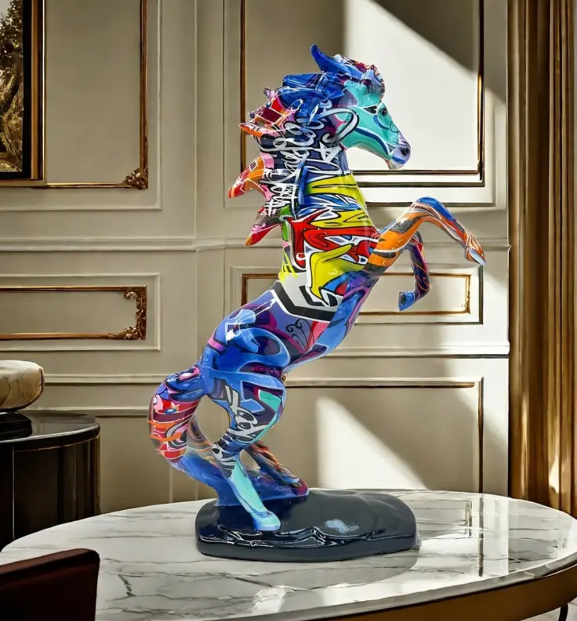 Colorful Graffiti-Style Resin Horse Statue