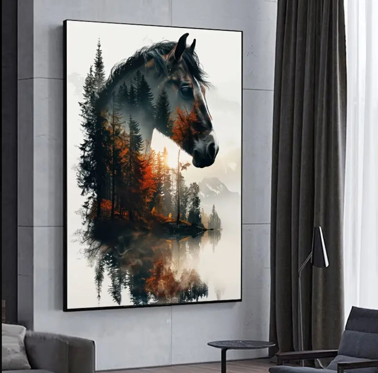 Modern Vintage Horse Print Oil Painting