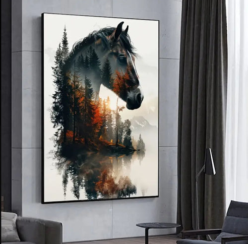 Modern Vintage Horse Print Oil Painting