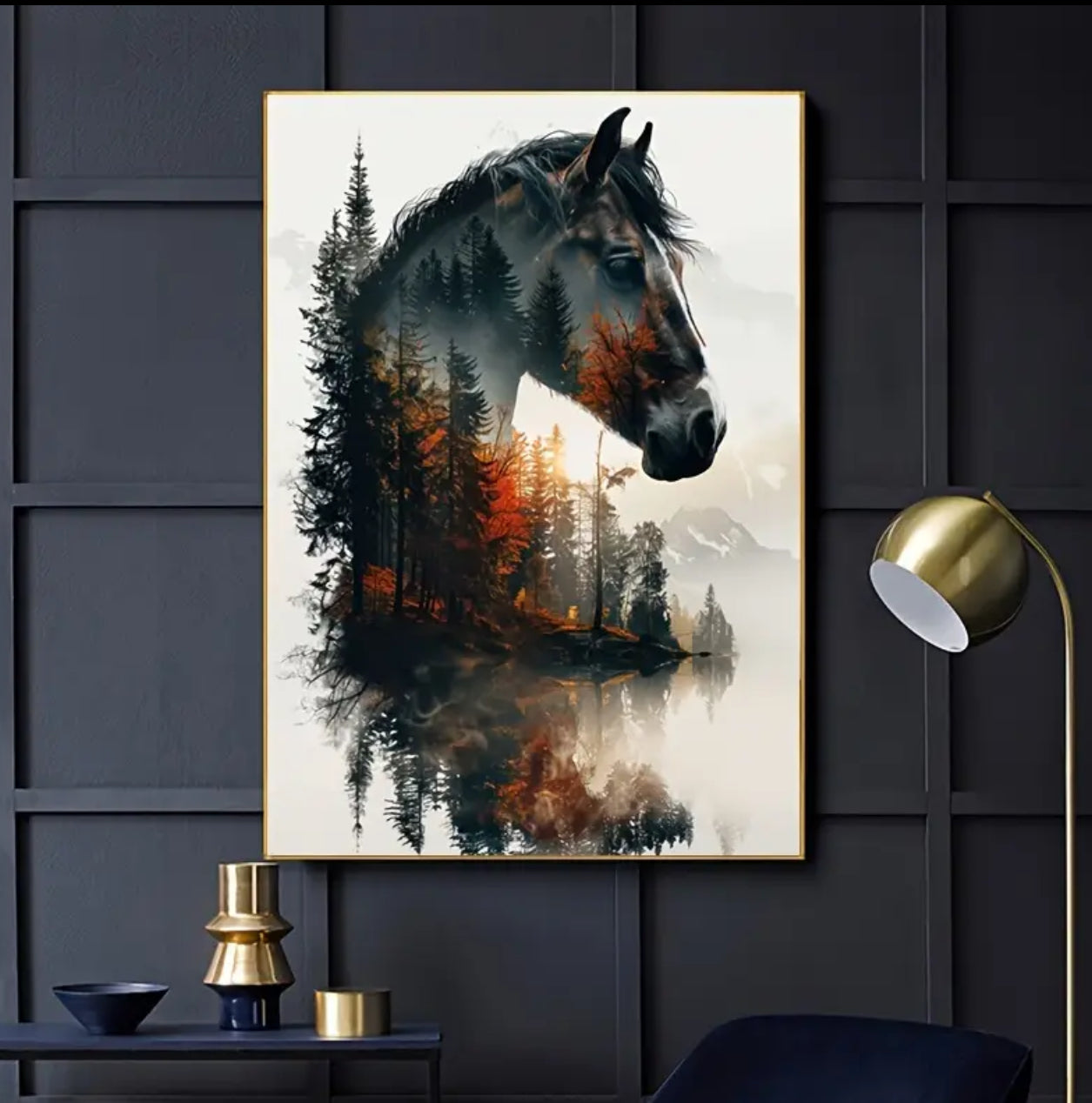 Modern Vintage Horse Print Oil Painting